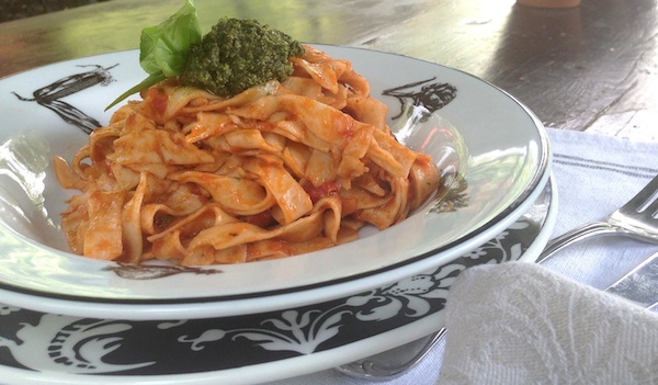 Fettucini with tomato:pesto copy